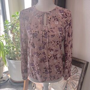 COMP VINTAGE - Floral Blouse in Purples - Size Small